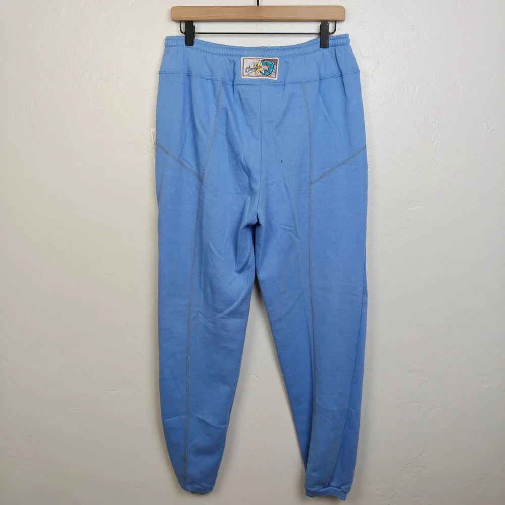 Vintage 80s Converse Chucks Men Sweatpants Large Blue Elastic Waist Cuffed Retro